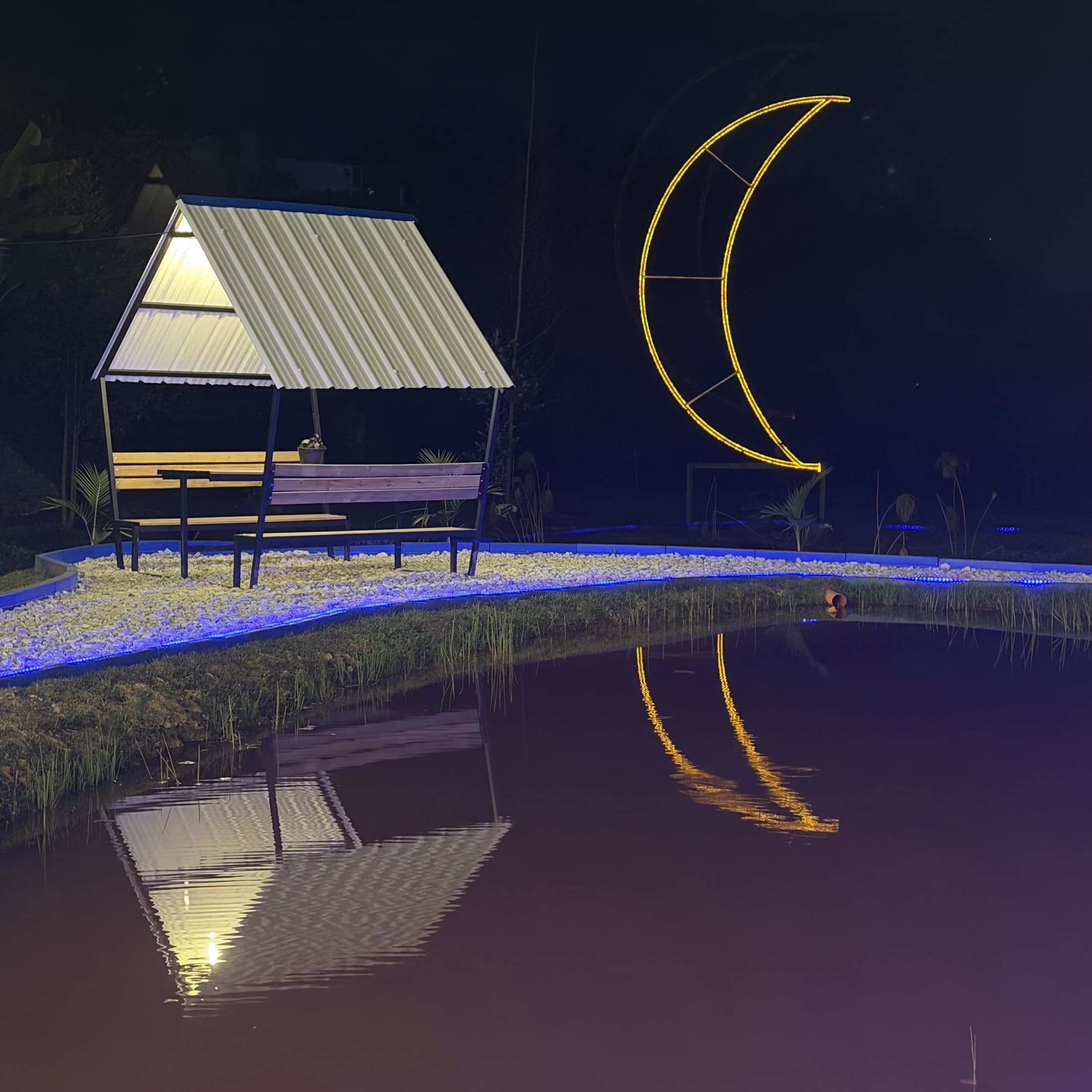 Ambiente nocturno junto al lago
